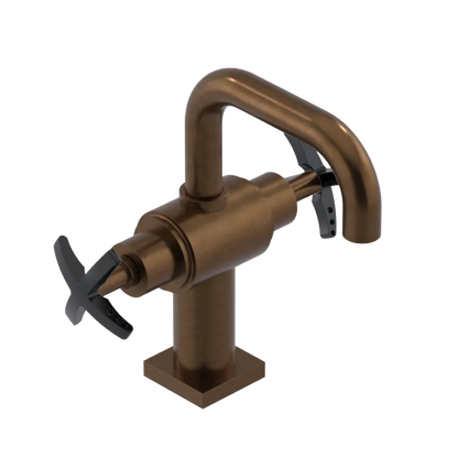 Rubinet Single Hole Dual Handle Lav. Set. with Genesis spout (less drain) Tuscan Brass