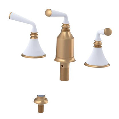 Rubinet Bidet Fitting with Spray, Diverter, and Vacum Breaker (Less Drain) Satin Gold