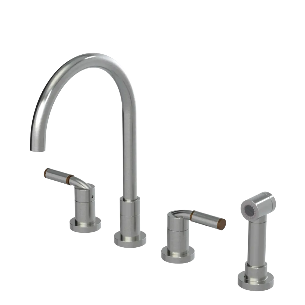 Rubinet Widespread Kitchen Set with Hand Spray Satin Nickel