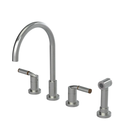 Rubinet Widespread Kitchen Set with Hand Spray Satin Nickel