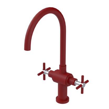 Rubinet Two Handle Single Hole Kitchen Set with LaSalle Spout Maroon
