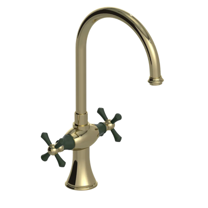 Rubinet Two Handle Single Hole Kitchen Set Natural Brass