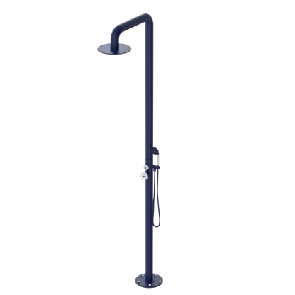 Rubinet Pressure Balance Outdoor Shower with Hand Held Shower & 10" Shower Head - 304 Stainless Steel Midnight Blue