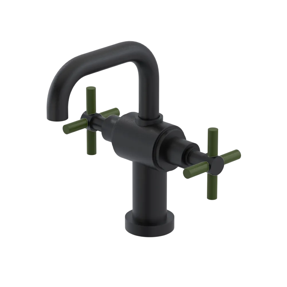 Rubinet Single Hole Dual Handle Lav. Set. (less drain) Matt Black