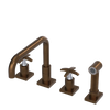 Rubinet Widespread Kitchen Set with Genesis Spout with Hand Spray Tuscan Brass