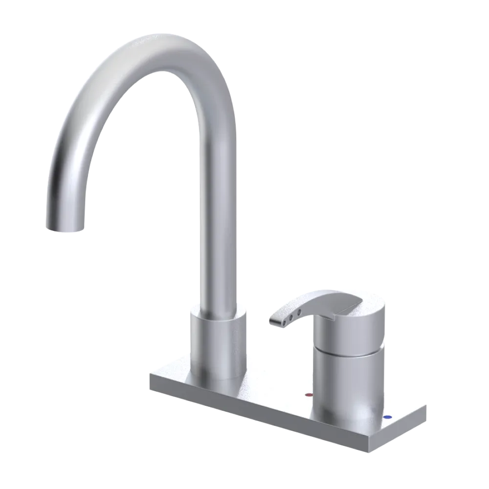 Rubinet 4" Centre Single Control Lav. Set. (less drain) Satin Chrome