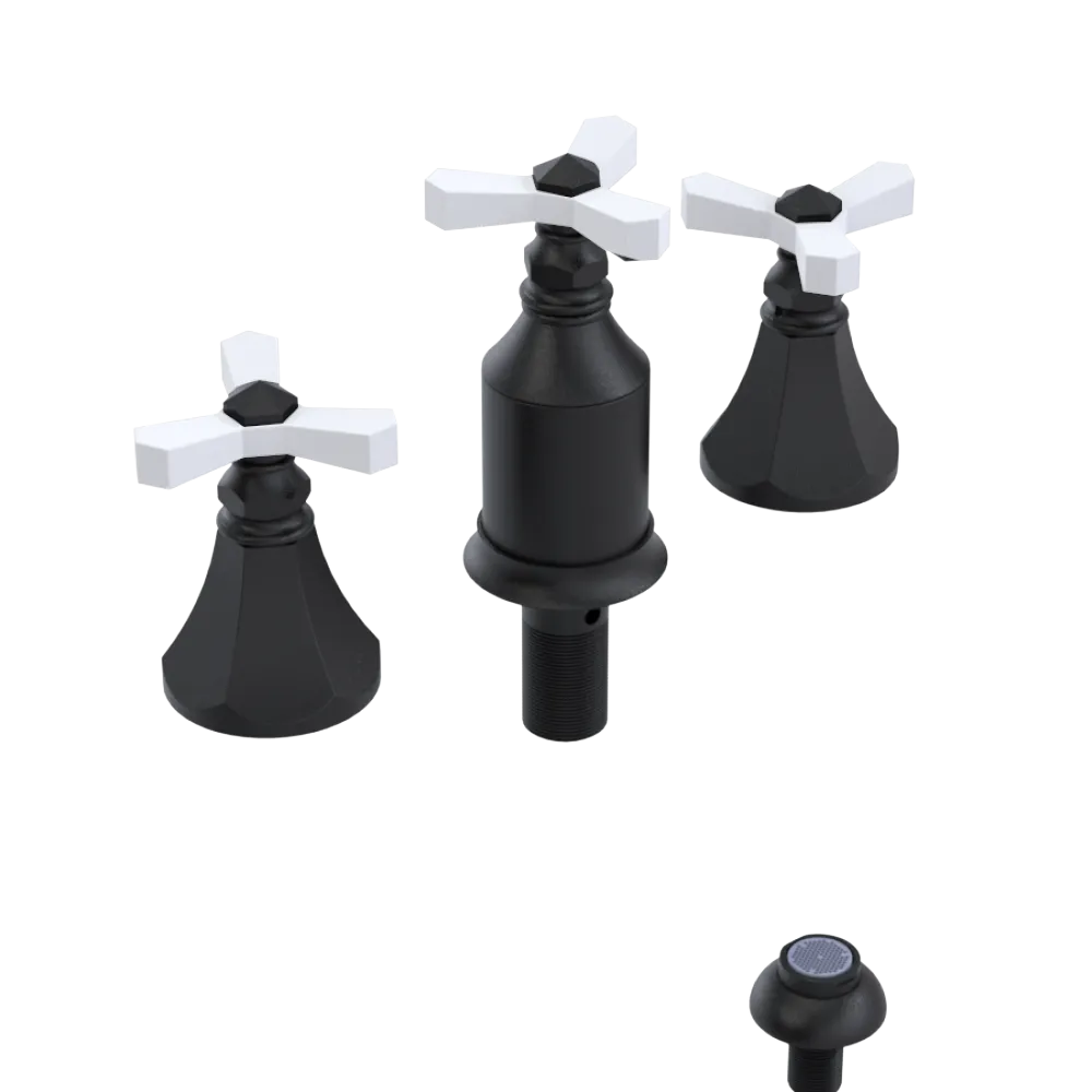 Rubinet Bidet Fitting with Spray, Diverter, and Vacum Breaker (Less Drain) Matt Black