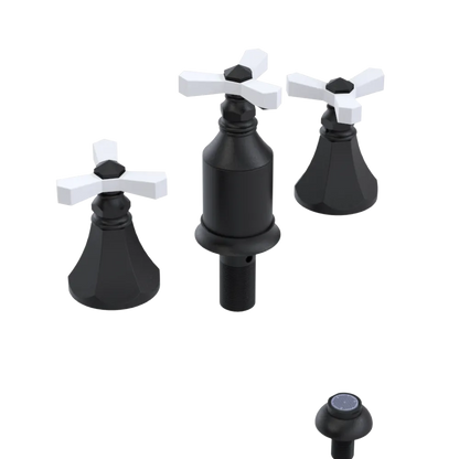 Rubinet Bidet Fitting with Spray, Diverter, and Vacum Breaker (Less Drain) Matt Black