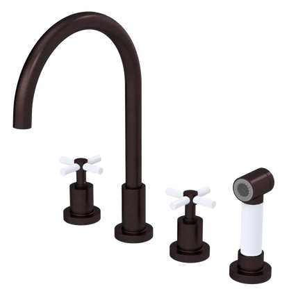 Rubinet Widespread Kitchen Set with LaSalle Spout with Hand Spray Oil Rubbed Bronze