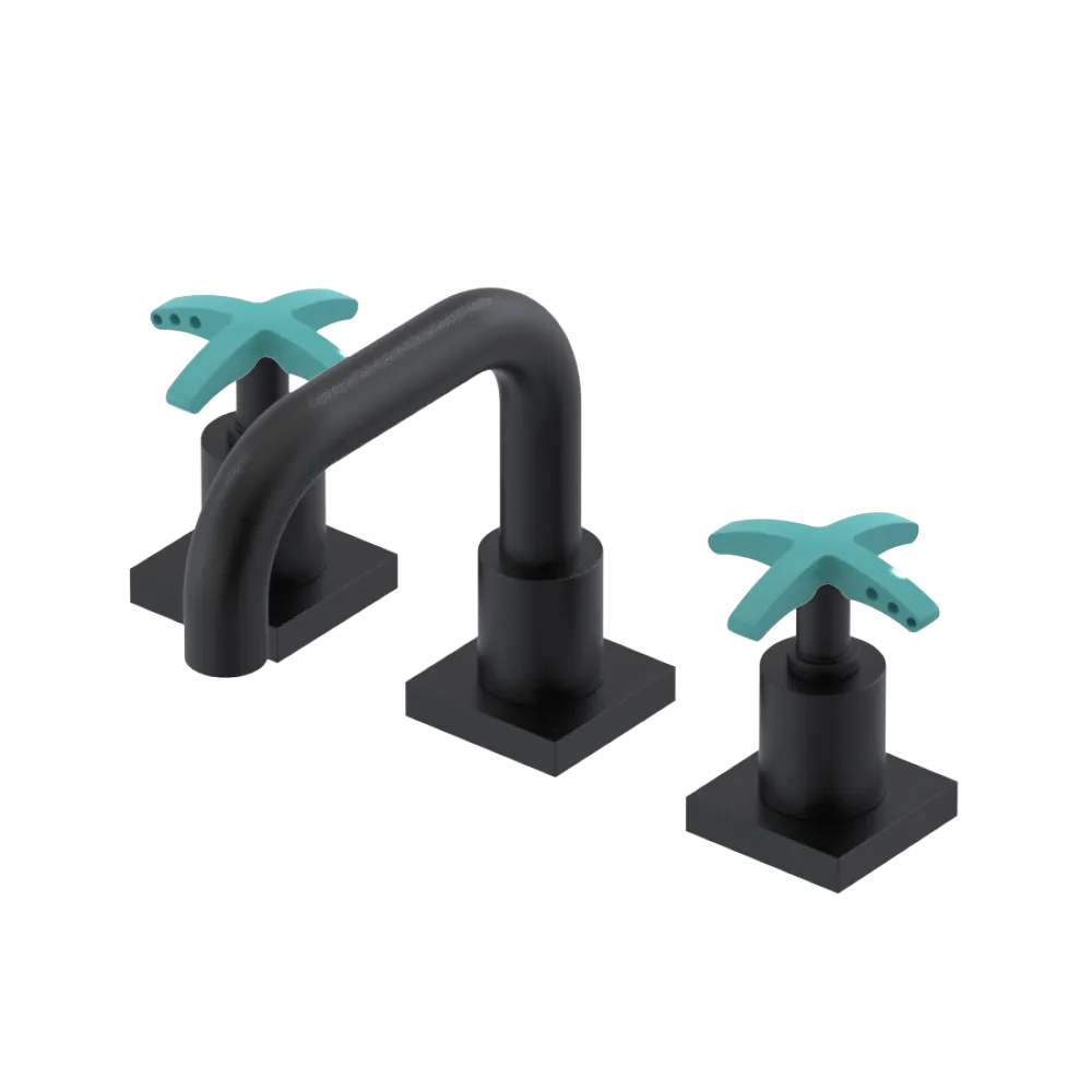 Rubinet Widespread Lav. Set. with Genesis spout (less drain) Matt Black