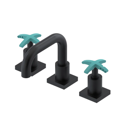 Rubinet Widespread Lav. Set. with Genesis spout (less drain) Matt Black