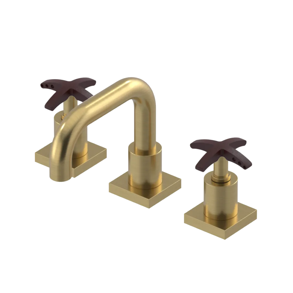 Rubinet Widespread Lav. Set. with Genesis spout (less drain) Satin Brass