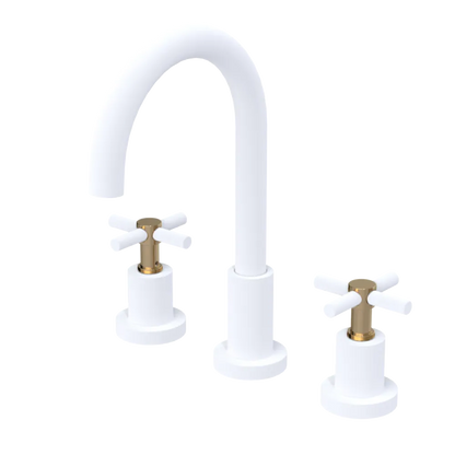Rubinet Widespread Kitchen Set with LaSalle Spout Matt White