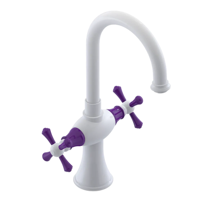 Rubinet Single Hole Dual Handle Lav. Set. (less drain) White