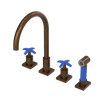 Rubinet Widespread Kitchen Set with Hand Spray Tuscan Brass