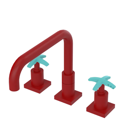 Rubinet Widespread Kitchen Set with Genesis Spout Maroon