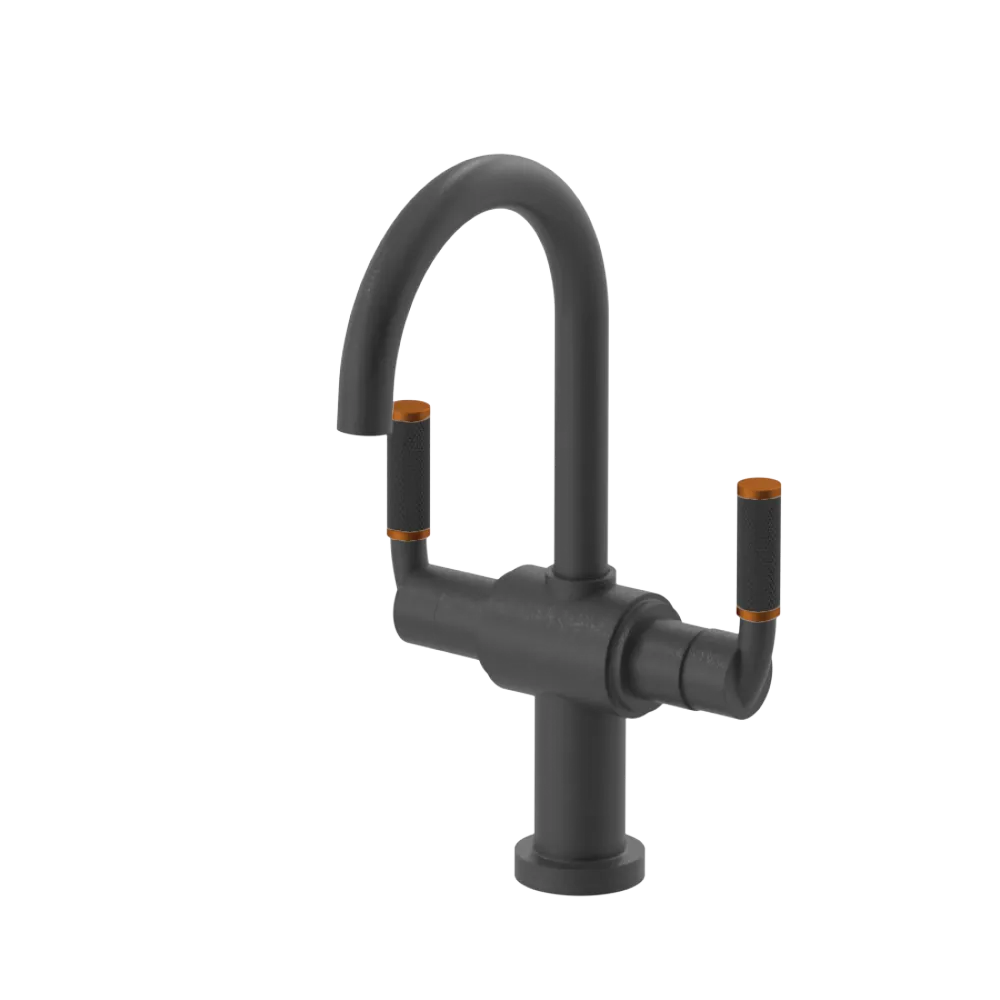 Rubinet Single Hole Dual Handle Lav. Set. (less drain) Matt Black
