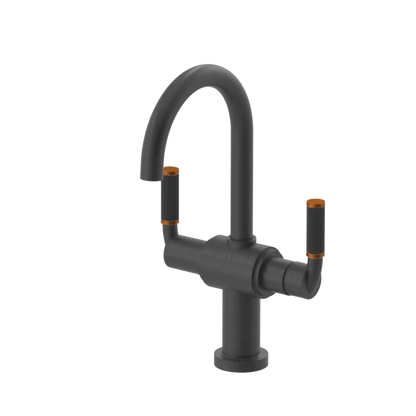 Rubinet Single Hole Dual Handle Lav. Set. (less drain) Matt Black