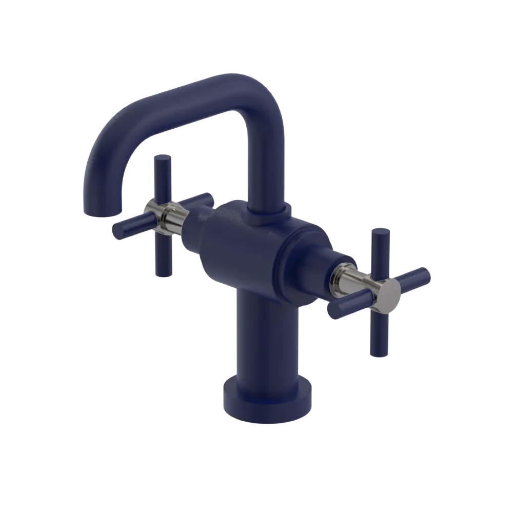Rubinet Single Hole Dual Handle Lav. Set. (less drain) Midnight Blue
