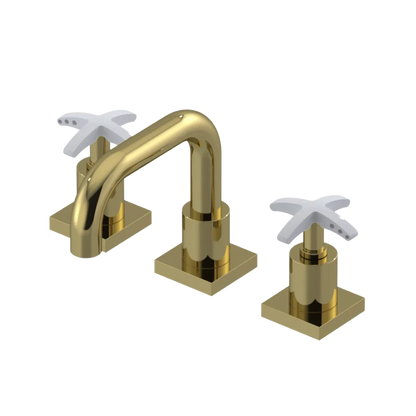 Rubinet Widespread Lav. Set. with Genesis spout (less drain) Natural Brass