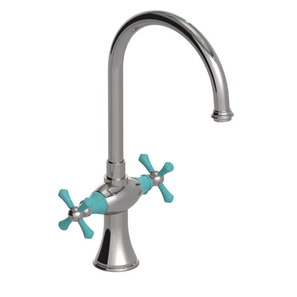 Rubinet Two Handle Single Hole Kitchen Set Polished Nickel