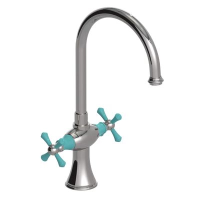 Rubinet Two Handle Single Hole Kitchen Set Polished Nickel