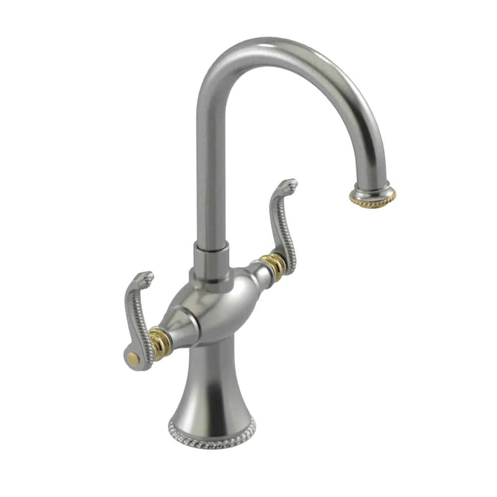 Rubinet Single Hole Dual Handle Lav. Set. (less drain) Satin Nickel