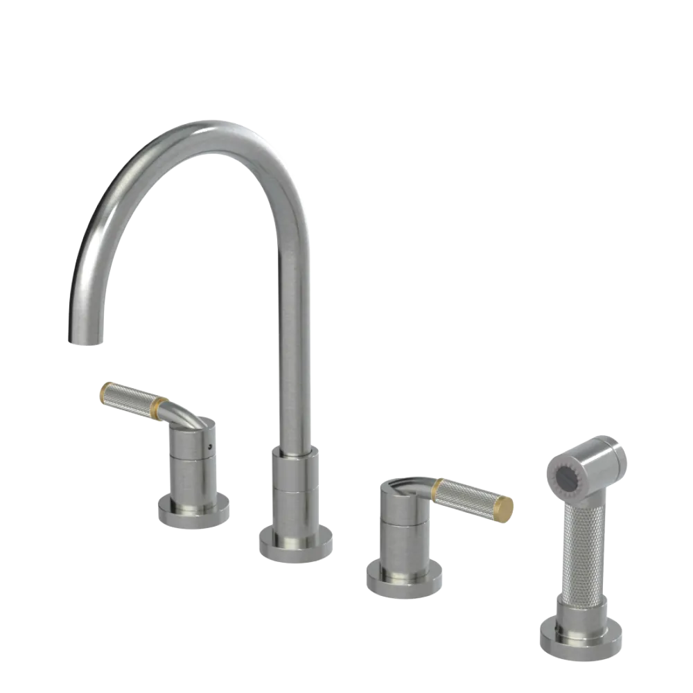 Rubinet Widespread Kitchen Set with Hand Spray Satin Nickel