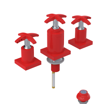 Rubinet Bidet Fitting with Spray, Diverter, and Vacuum Breaker (less drain) Red