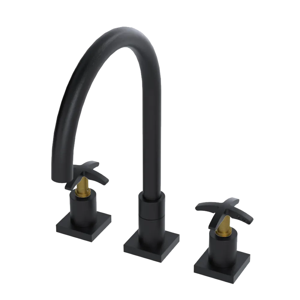 Rubinet Widespread Kitchen Set Matt Black