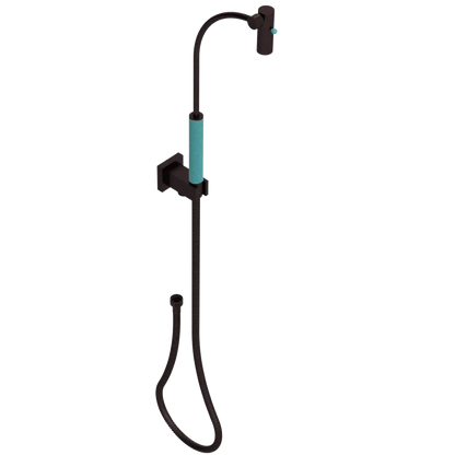 Rubinet Hand Held Shower Bidet with Extended Reach & Dual Function Spray Including Wall Bracket with Supply & Hose (Square) Oil Rubbed Bronze
