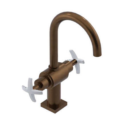 Rubinet Single Hole Dual Handle Lav. Set. (less drain) Tuscan Brass