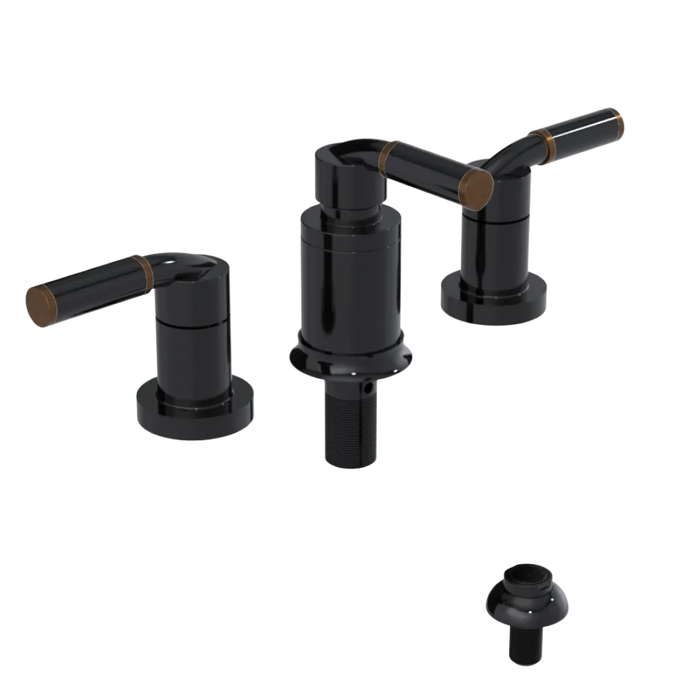 Rubinet Bidet Fitting with Spray, Diverter, and Vacuum Breaker (less drain) Black