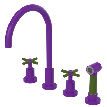 Rubinet Widespread Kitchen Set with LaSalle Spout with Hand Spray Purple Haze