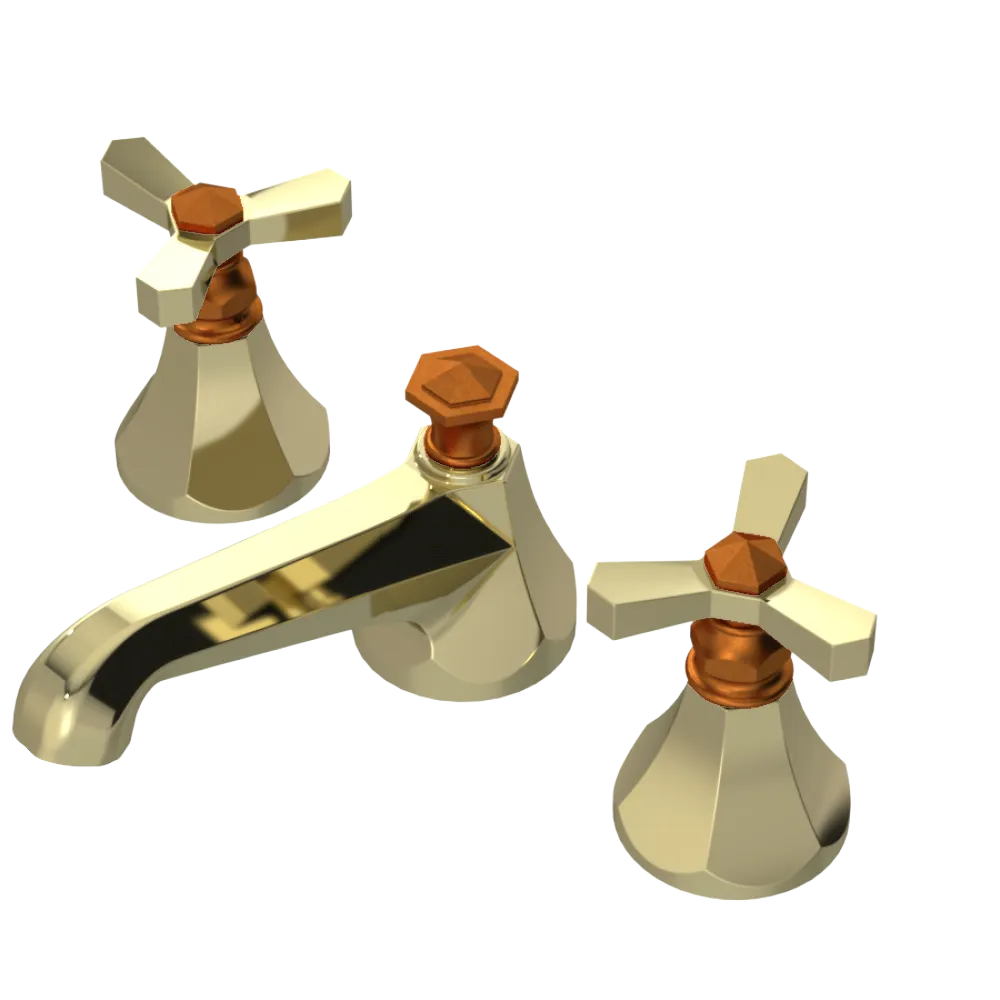 Rubinet Widespread Lav. Set. (less drain) Gold