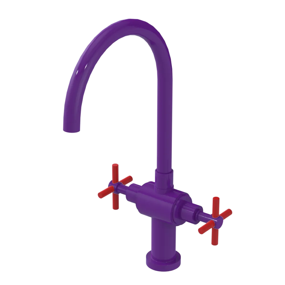 Rubinet Two Handle Single Hole Kitchen Set with LaSalle Spout Purple Haze