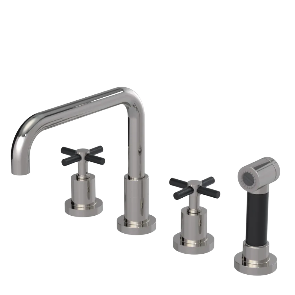 Rubinet Widespread Kitchen Set with Hand Spray Polished Nickel