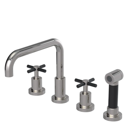 Rubinet Widespread Kitchen Set with Hand Spray Polished Nickel