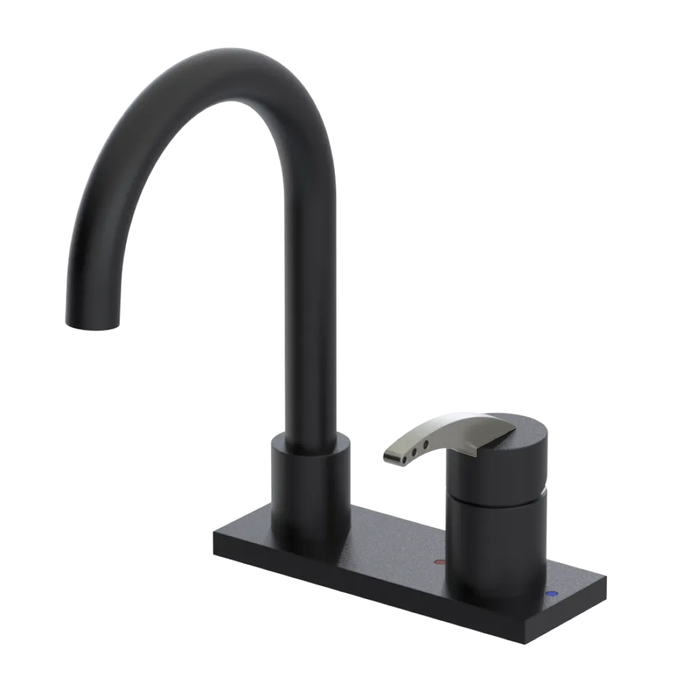 Rubinet 4" Centre Single Control Lav. Set. (less drain) Matt Black