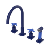 Rubinet Widespread Kitchen Set with Hand Spray Midnight Blue