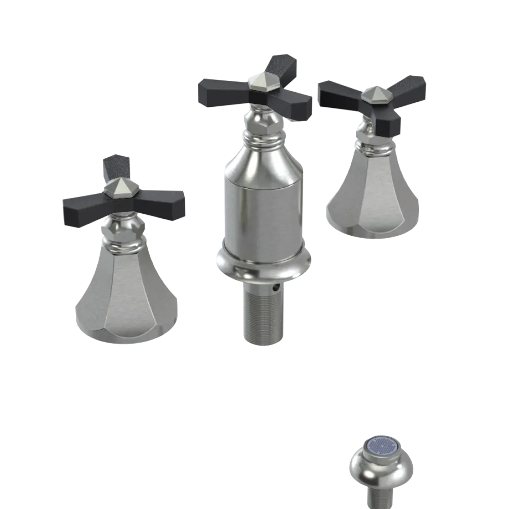 Rubinet Bidet Fitting with Spray, Diverter, and Vacum Breaker (Less Drain) Satin Nickel