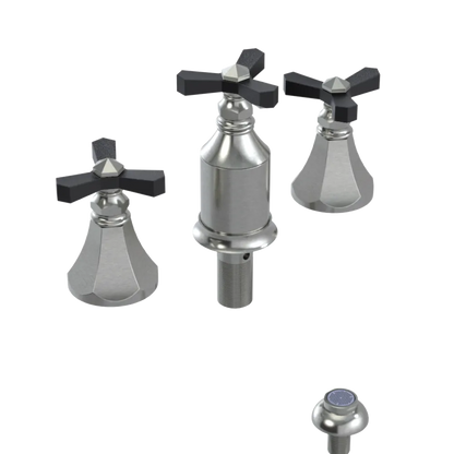 Rubinet Bidet Fitting with Spray, Diverter, and Vacum Breaker (Less Drain) Satin Nickel