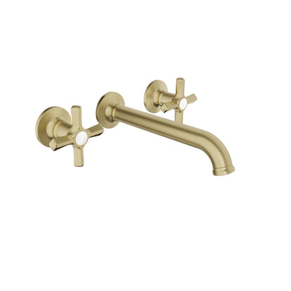 Baril Two handles wall-mounted lavatory faucet, drain not included