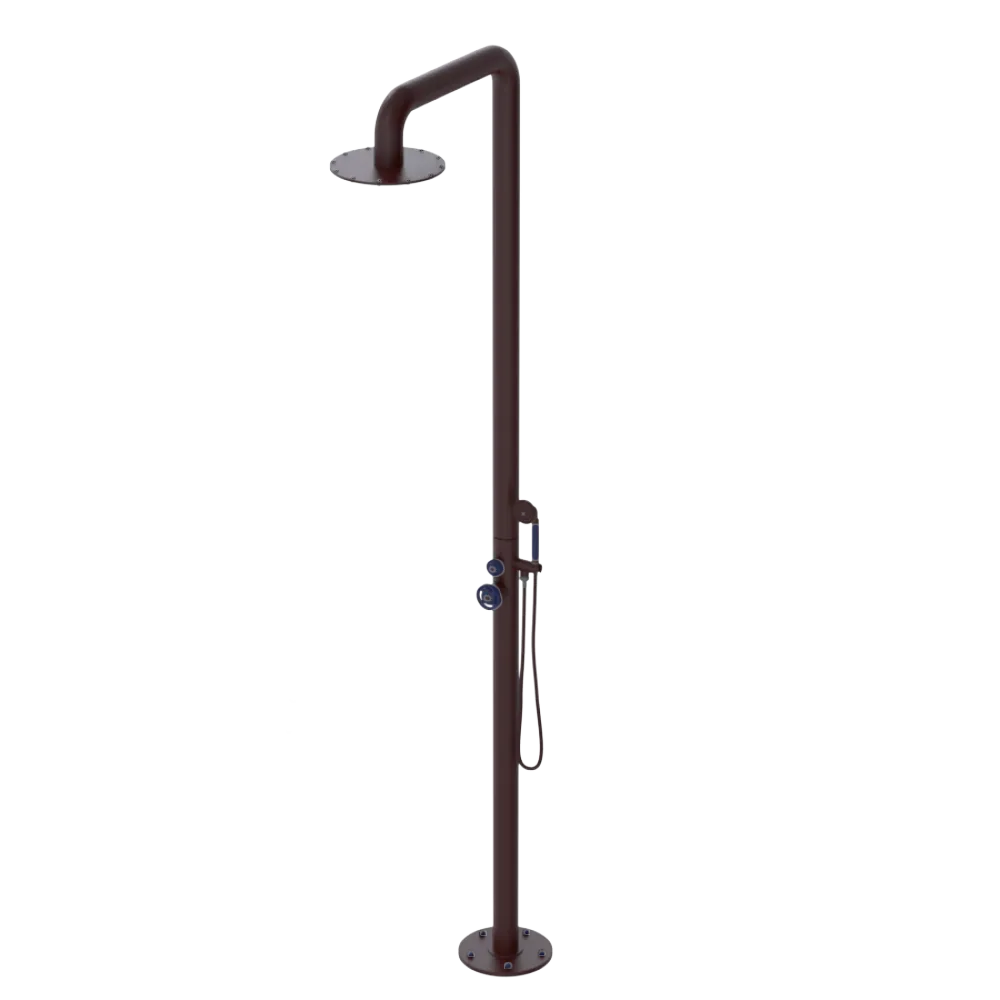 Rubinet Pressure Balance Outdoor Shower with Hand Held Shower & 10" Shower Head - 304 Stainless Steel Bordeaux