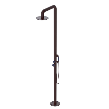 Rubinet Pressure Balance Outdoor Shower with Hand Held Shower & 10" Shower Head - 304 Stainless Steel Bordeaux