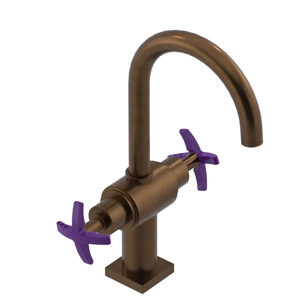Rubinet Single Hole Dual Handle Lav. Set. (less drain) Tuscan Brass