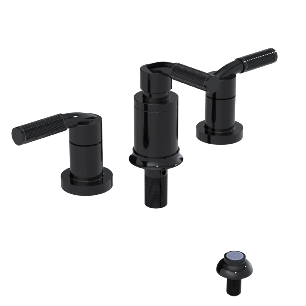 Rubinet Bidet Fitting with Spray, Diverter, and Vacum Breaker (Less Drain) Black