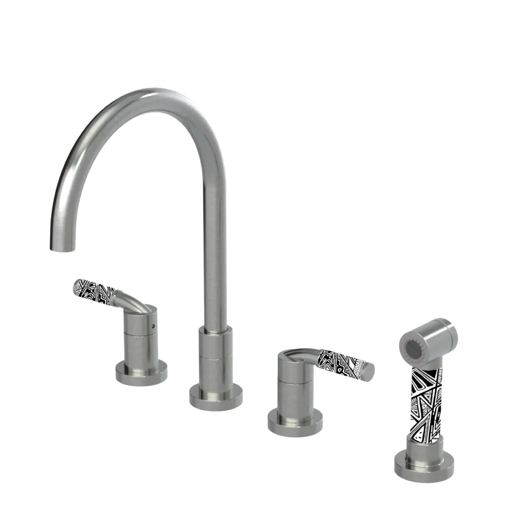 Rubinet Widespread Kitchen Set with Hand Spray Satin Nickel