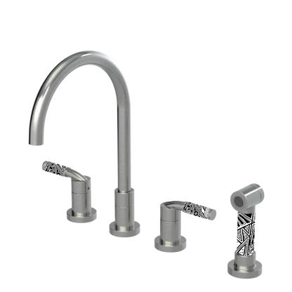 Rubinet Widespread Kitchen Set with Hand Spray Satin Nickel