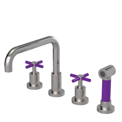 Rubinet Widespread Kitchen Set with Hand Spray Polished Nickel